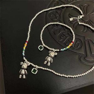 925 Stamp Necklace Bracelet Jewelry Trend Simple String of Beads Design Bear Zircon Pendant Party Jewelry GC11353388