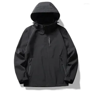 Men's Jackets Mens Hiking Outdoor Hooded Charge Jacket Single Layer Waterproof Windproof Hood Tooling Coat Warm Mountaineering Set