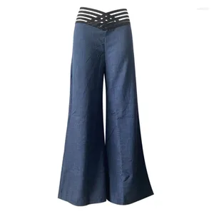 Calças femininas calças largas elegante cintura alta perna larga bootcut 2023 verão europeu americano moda casual roupas soltas