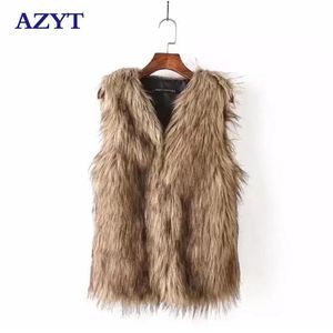 Blazers Azyt 2023 Zima nowe sztuczne futro kamizelki kamizelki luźne ciepłe kobiety kamizelki zagęszcza zimowa kurtka bez rękawów