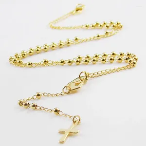 Chains Fashion Women Jewelry Rosary Necklaces Pendants Titanium Steel Fine Lobster Clasp Gold Cross Necklace