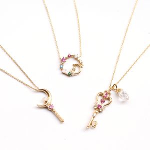 Japanese Anime Sailor Moon Loving Magic Wand Crystal Cosplay Pendant 100%925 necklace Cosmic heart moon stick Crystal Star necklace For her gift Girl Accessories