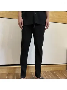 Мужские брюки Miyake, плиссированные, с девятью точками, уменьшающие размер стопы, пожизненная эластичная прямая повседневная версия с маркировкой.