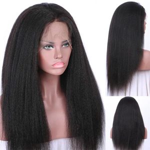 Perucas sintéticas perucas yaki reto renda de renda sintética Simulação de peruca frontal de cabelos humanos lacas frontais para mulheres 65cm/25,5 polegadas fy867385