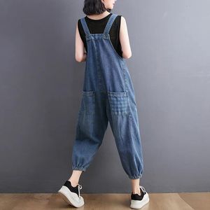 Jeans kvinnors jean sommar lös elegant bred ben baggy byxor kvinnliga casual rompers denim overaller dungarees kalvlängd l221011