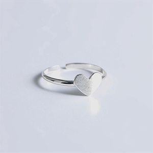 Genuine 925 Sterling Silver Love Heart Ring Women Minimalist Fashion Sweet Girl Student Jewelry Party Birthday Gift 210507278q