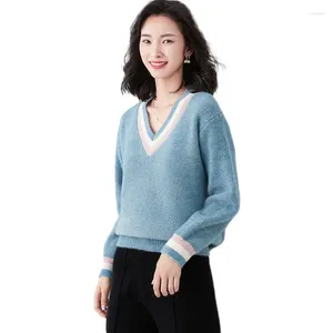 Suéteres femininos invernos abeto ms camisola de manga comprida chinês 2023 outono de malha senhoras pulôver listrado mulheres