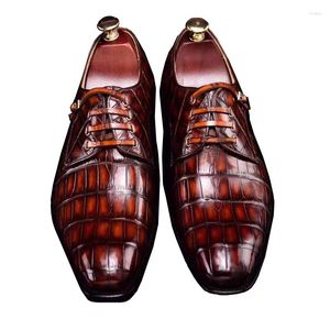 Dress Shoes Chue Men Crocodile Manual Brush Color Business Male Formal