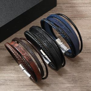 Charme pulseiras moda rock punk impressão amor 175 real couro genuíno ímã pulseira jóias para mulheres presente masculino 21cm