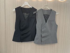 Women's Vests Stylish Elegant Temperament Wool Suit Side Breasted Waistcoat Summer 202306