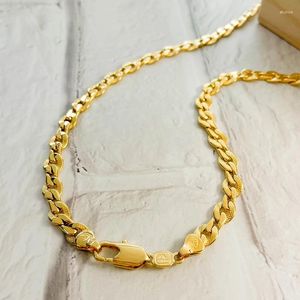 Chains Big Wide 7mm 60cm Yellow Gold Color Copper Curb Chain Long Necklace Men Jewelry Sale Link Collares Kolye