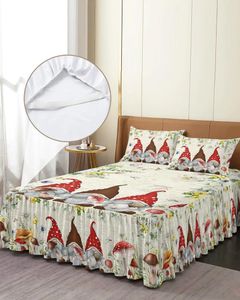 Yatak etek mantar cüceler bitkileri çiçekler elastik takılmış yatak örtüsü ile yastık kıkırdama yatak kapak yatak seti tabakası