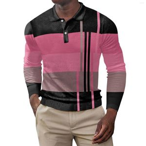 Polos Europa i Stany Zjednoczone 2024 Casual Printed Polo Shirt Button Long Rleeve Sports