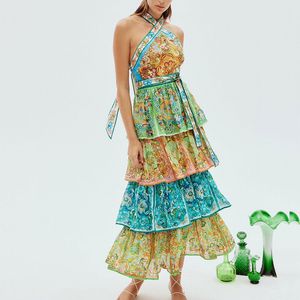Australisches Design, ärmellos, überkreuzt, hängender Ausschnitt, schulterfrei, einzeiliger Ausschnitt, kontrastierendes Layer-Kuchenkleid, langes Kleid für Damen