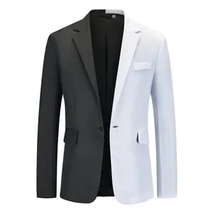 Mäns kostymer 2023 Autumn Trend Casual Cresatile Long Sleeve Suit Coat Black White Patchwork Fashion Show Clothes Blazer Jacket