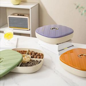 Plates Separate Compartment Storage Box Multi-compartment Dried Fruit With Folding Handle Lid Corner Tray For Room