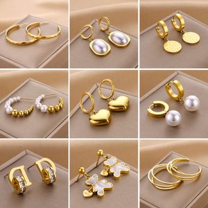 fashion Titanium Steel Non Fading Earrings Gold Rose Stainless Headpiece