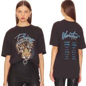 T-shirt das mulheres 2024 Ab Bing Walker Leopard Print Tees Mulheres Designer Bolsa Algodão Camisetas Anine Macio Solto Tops Curto T-shirt