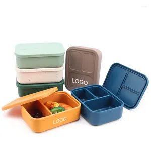 Dinnerware Japanese Silicone Divided Lunch Box Microwave Oven Heating And Sealing Portable Work Learning
