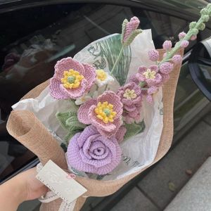 Flores de casamento roxo taro tecido artificial bordado buquê de dama de honra mariage flor de malha mão tecido para os amantes