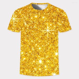 Herr t-skjortor 2023 män t-shirt 3d gyllene glitter digital tryckning t-shirt o-hals kort ärm avslappnad personlighet skjorta tee toppar