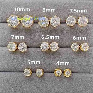 PASS PASS Diamond Tester Classic 6 Prong 925 Sterling Silver Moissanite Back Back Stud arrings