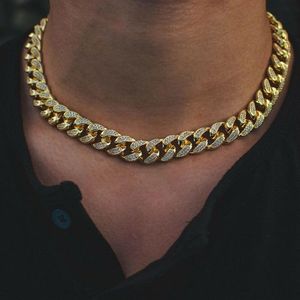 12 mm Iced Miami Diamond Cuban Link łańcuch Real 14K żółty złoto stały łańcuch kubański 16 cali 20 cali 22 -calowy sześcienna cyrkonia biżuteria 280k