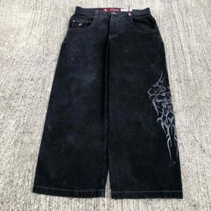 Men's Jeans Gothic Skull Printing Crop Pants Black Jeans Street Clothing Y2K Fashion Korean Fashion Pants Youth Rap Bag Jeans 231229