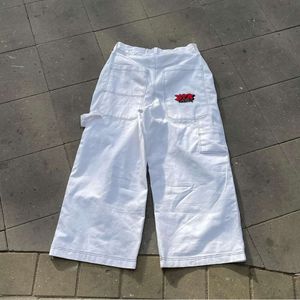 Hiphop retro street casual baggy jeans med tryckt brev mönster kvinnor haruku hög midja breda raka benbyxor