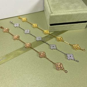 Link Designer Schmuck Luxusarmband Kette Vanca Kaleidoscope 18K Gold Van Clover Armband mit funkelnden Kristallen und Diamanten Perfektes Geschenk für Frauen Mädchen Gqie