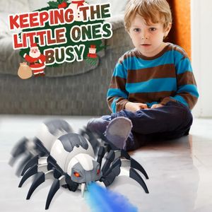 Roboter Spinne Fernbedienung Mechanische Spray Spinne Simulation Elektrische Licht Musik Tanzen Drahtlose RC Tier Kinder Spielzeug 231229