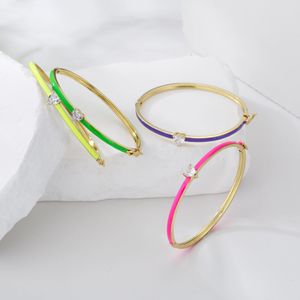 Pulseiras Hecheng, Pulseira de Coração de Amor Pulseira de Doces para Mulheres Meninas Rosa Neon Verde Esmalte Pulseira, Cor Dourada Infinito Jóias Atacado