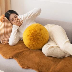 Travesseiro almofadas decoração para casa criativa imitação de bola de cabelo redonda sofá decoração lance em forma de assento infantil