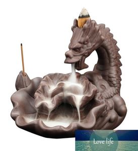 The Dragon Backflow Incense Burner With 10Cones Incense Stick Holder Aroma Ceramic Crafts Cone Tower Smell Censer Zen Room1913008