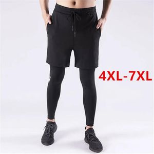 Byxor Mens överdimensionerade gymnastikstrida byxa leggings med shorts komprimering sportbyxa
