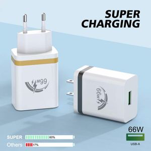 CUBE DE CARGULADOR DE WALL 66W Bloco de carregamento rápido USB Power para smartphones Adaptador de viagem US compatível com laptops