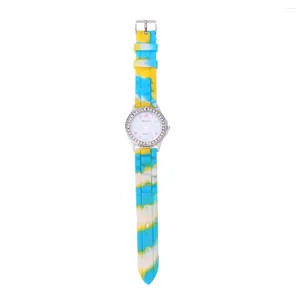 Wristwatches Camo Silicone Diamond Studded Lady Watch Beautiful Women For Use (White)