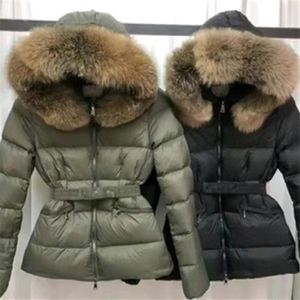 Designer casaco de inverno para mulher jaqueta feminina de luxo transfronteiriça jaqueta de inverno para baixo casaco de pele real gola de pele ao ar livre quente moda senhora parka com cinto superior z6