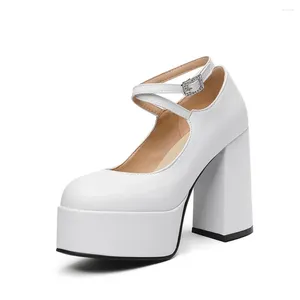 Klänningskor Zapatos de Mujer 2023 Spring Summer bekväm mode rund tå plattform klackar för kvinnor bröllopsfest sko c23-33