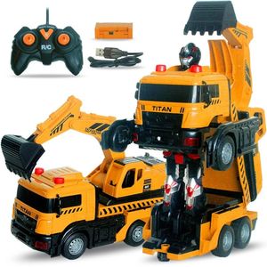 Rc Car Remote Control Fire Truck Deformation City Vehicle Robot Model Engineering Excavator Educational Boy Kids Toys 231229