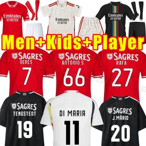 BenficaS Soccer Jerseys Adulto kit crianças 23 24 FÃS Jogador versão JONAS GABRIEL Camiseta SEFEROVIC ZIVKOVIC SALVIO ELISEU FEJSA 2023 2024 Conjunto completo CASA AWAY