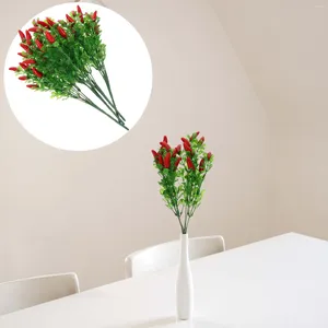 Fiori decorativi 4 pezzi Pepe artificiale Simulazione esterna Pianta Peperoncino Decor Plastica rossa finta