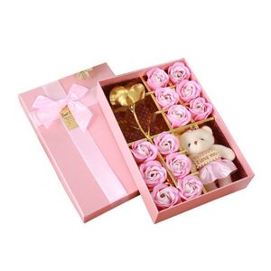 Sabão flores perfumadas banho corpo pétala simulação banho rosa flor cabeça dia dos namorados casamento decoração para casa caixa de presente