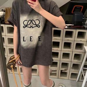 女性TシャツデザイナーTシャツレディースファッション洗浄古いレタープリントグラフィック半袖ティーカジュアルルーズハイストリートラウンドネックプルオーバーコットンティートップ