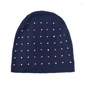 Şapkalar temizleme satışı kadın pamuk rhinestones beanies şapka sonbahar kış örme kafatalar düştü bayanlar için büyük boy eğik