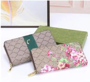 Long Women Standard Vintage Wallet Two-tone Fiber Strip Double Letter G Zipper Numerous Card Holder Note Compartments Coin Pocket Inside AAA