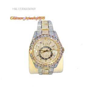 Iced bling buss para baixo ouro branco moissanite vvs cubano iced out busto para baixo hip hop personalizado watchdiamond configuração