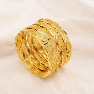 4 Teile/los Dubai Indien Äthiopisches Gelbes Massives Gold Gefüllt Schöne Armreifen Für Frauen Mädchen Party Schmuck ArmreifenArmband Geschenke Armreif265p