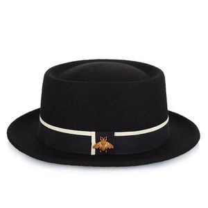 Berets Berets Berets Flat Top Jazz Hat Fashion 100% Australien Wollmänner Fedora mit Pork Pie Frauen fühlen 5658 cm
