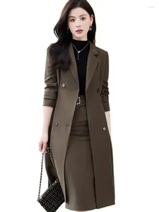Two Piece Dress 2023 Elegant Ladies Formal Overcoat Suit For Women Black Apricot Coffee 2Piece Set Skirt Suits Autumn Winter Business Office